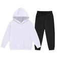 thumbnail image 3 of LEKWK 2-Piece Sweatsuit Set for Kids Unisex Solid Pullover Hoodie Sweatshirt Jogger Pants Fleece Lined Tracksuit Winter Warm Activewear Fit, 3 of 5