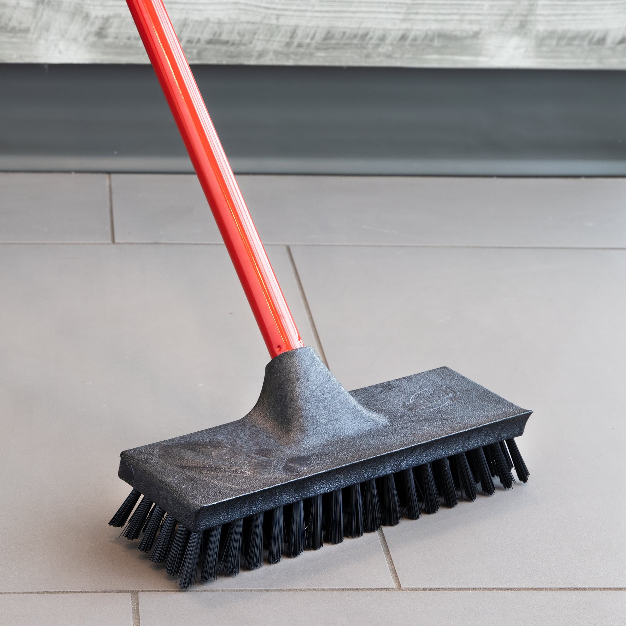 Libman Floor Scrub Brush with Steel Handle and Scraper, 1.3 inch Recycled  Fiber Bristles, 1271