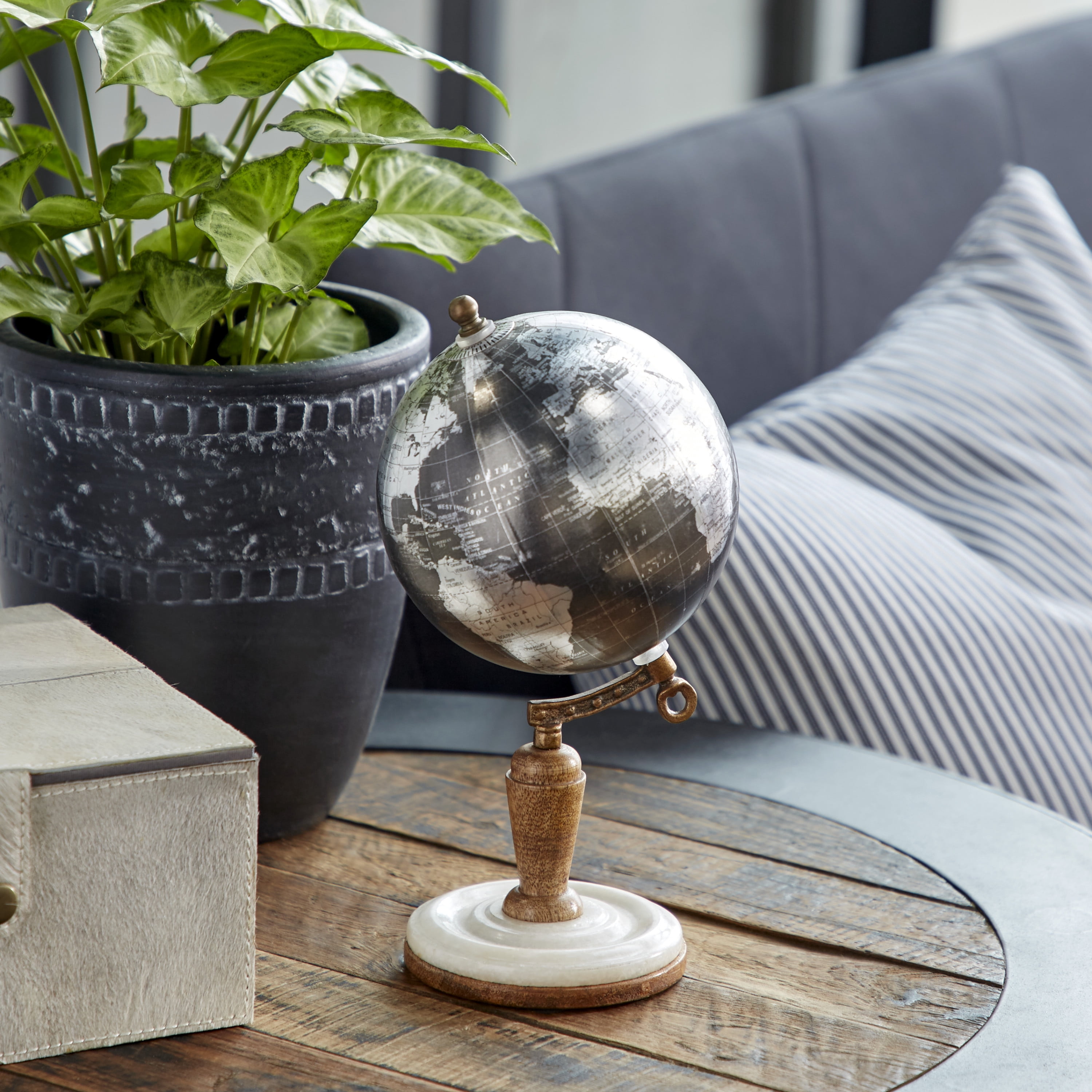 DecMode 5" Black Globe with Marble Base