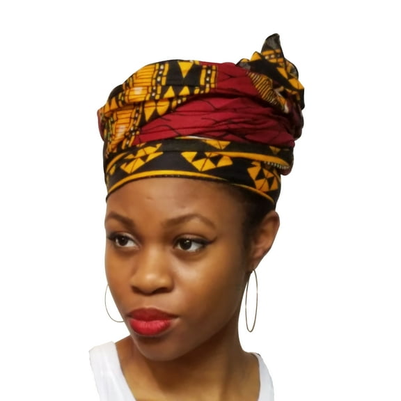 Burgundy Red African Print Head Wrap