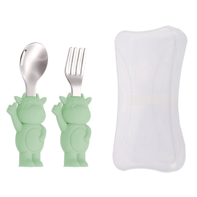 Juego de vajilla infantil de acero inoxidable y silicona para bebés de autoalimentación Hukapapa
