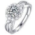 thumbnail image 1 of Anillo de bodas Timcorr con brillo plateado anillo de compromiso diamantes de imitación 1 CT, 1 of 6