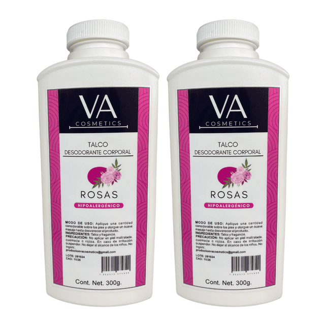 Talco Corporal Aroma Rosas 2 piezas VA