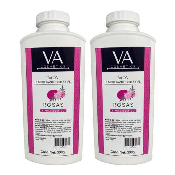 Talco Corporal Aroma Rosas 2 piezas VA