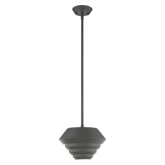 40401-76 Livex Lighting Amsterdam - 1 Light Mini Pendant in Mid Century Modern Style - 10 Inches wide by 16 Inches high-Scandinavian Gray Finish