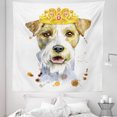 thumbnail image 1 of Airedale Tapestry, Watercolor Portrait of Royal Terrier with Crown, Fabric Wall Hanging Decor for Bedroom Living Room Dorm, 5 Sizes, White Multicolor, by Ambesonne, 1 of 1