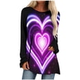 thumbnail image 2 of Qertyioot T-Shirt Graphique pour Femmes de la Saint-Valentin à Manches Longues, Haut Tunique Décontracté à Col Rond, 2 of 5