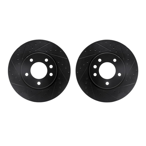 Dynamic Friction Company Front Brake Rotors-Drilled and Slotted-Black 8002-74014