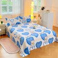 Blue Love Heart Flat Sheet Cute Bear Bed Sheets Soft Bed Linen for Home
