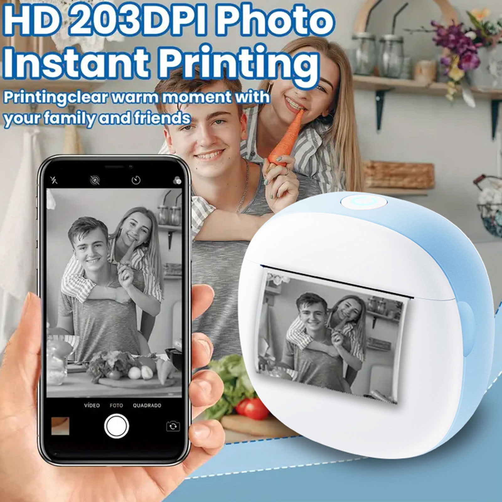 Pocket Sticker Printer Note Maker 1 Roll Paper Included Inkless Wireless Photo Maker for and School