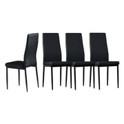 Modern Faux Leather with Metal Legs High Back Padded Seat Chair for Kitchen, Dining Living Room, Restaurant, Set of 4, Black