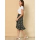 thumbnail image 4 of Falda Cruzada de Verano Allegra K con dobladillo alto y bajo con volantes En la cintura con Lazo floral para mujer Blanco negro XS, 4 of 6