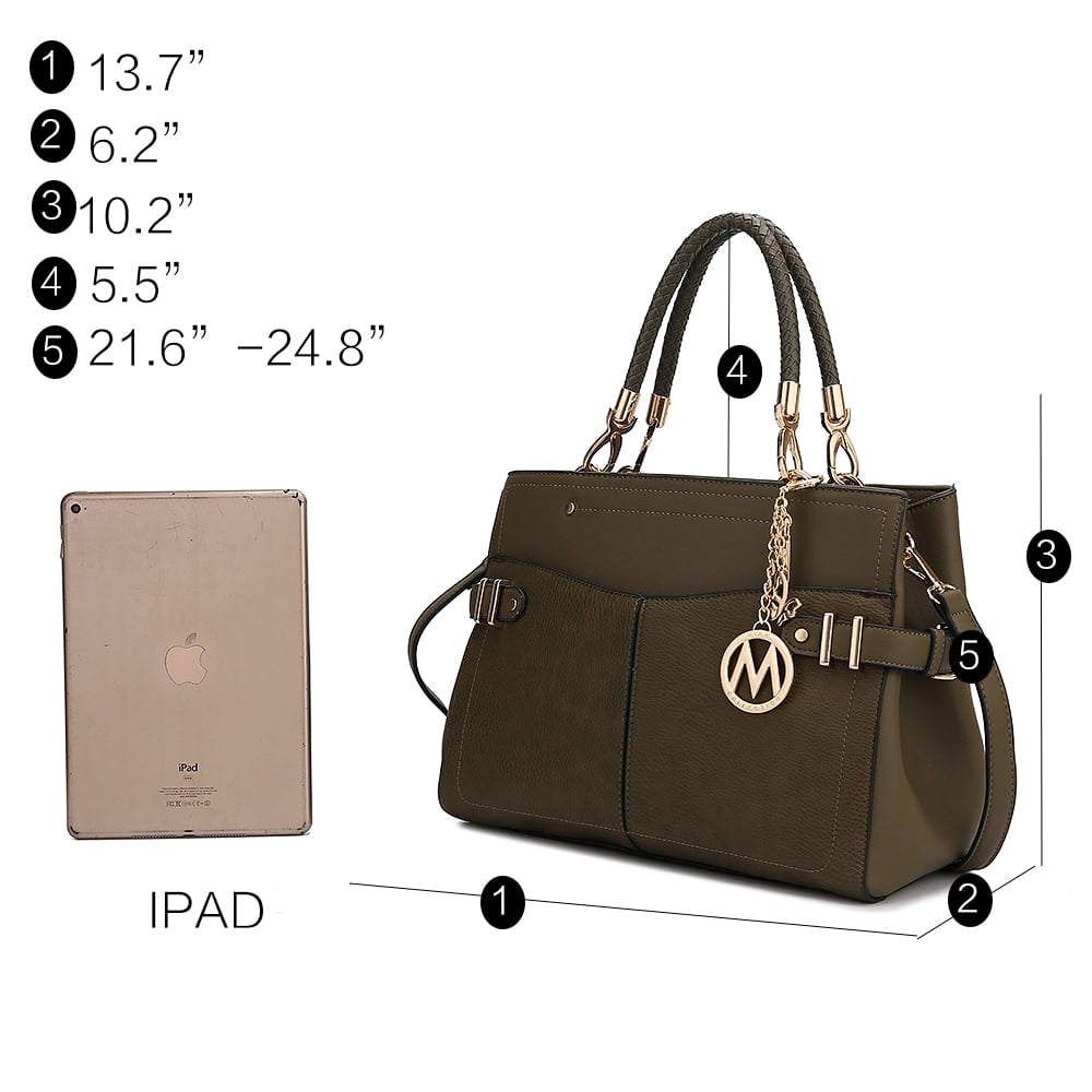 MKF Collection Tenna Vegan Leather Women's Satchel Bag, Stylish Top-Handle Purse Handbag by Mia K - Cognac
