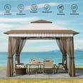 thumbnail image 4 of 11×11ft Outdoor Canopy Gazebo ,Lofka Waterproof Outdoor Gazebo Shelter with Mosquito Net and Adjustable Height for Outdoor Lawn, Garden, Backyard , Beige, 4 of 10