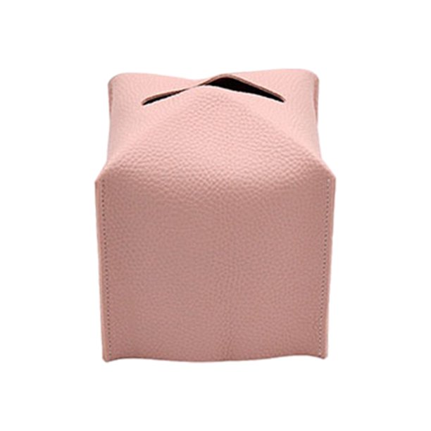 Cubierta de caja de pañuelos Cubierta de contenedor simple de cuero para Rosado Sunnimix Caja de tejido