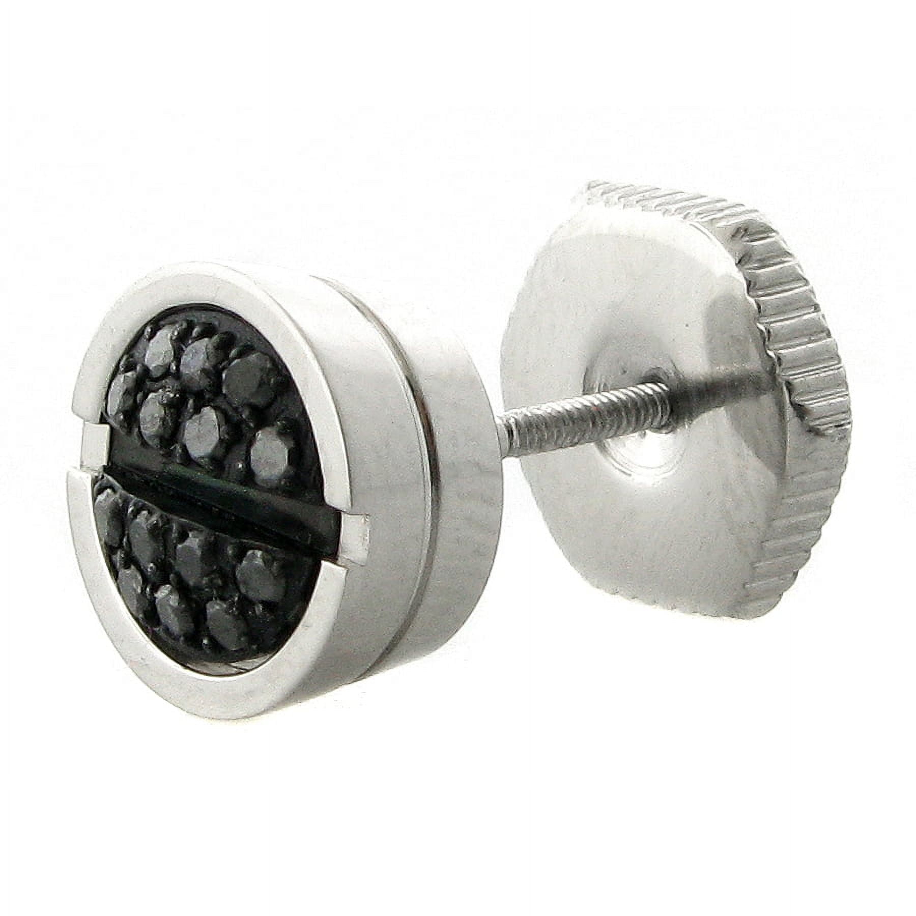 The Mano - Men’s Stainless Steel 9mm Round .07 cttw. Black Diamonds Earring by Metro