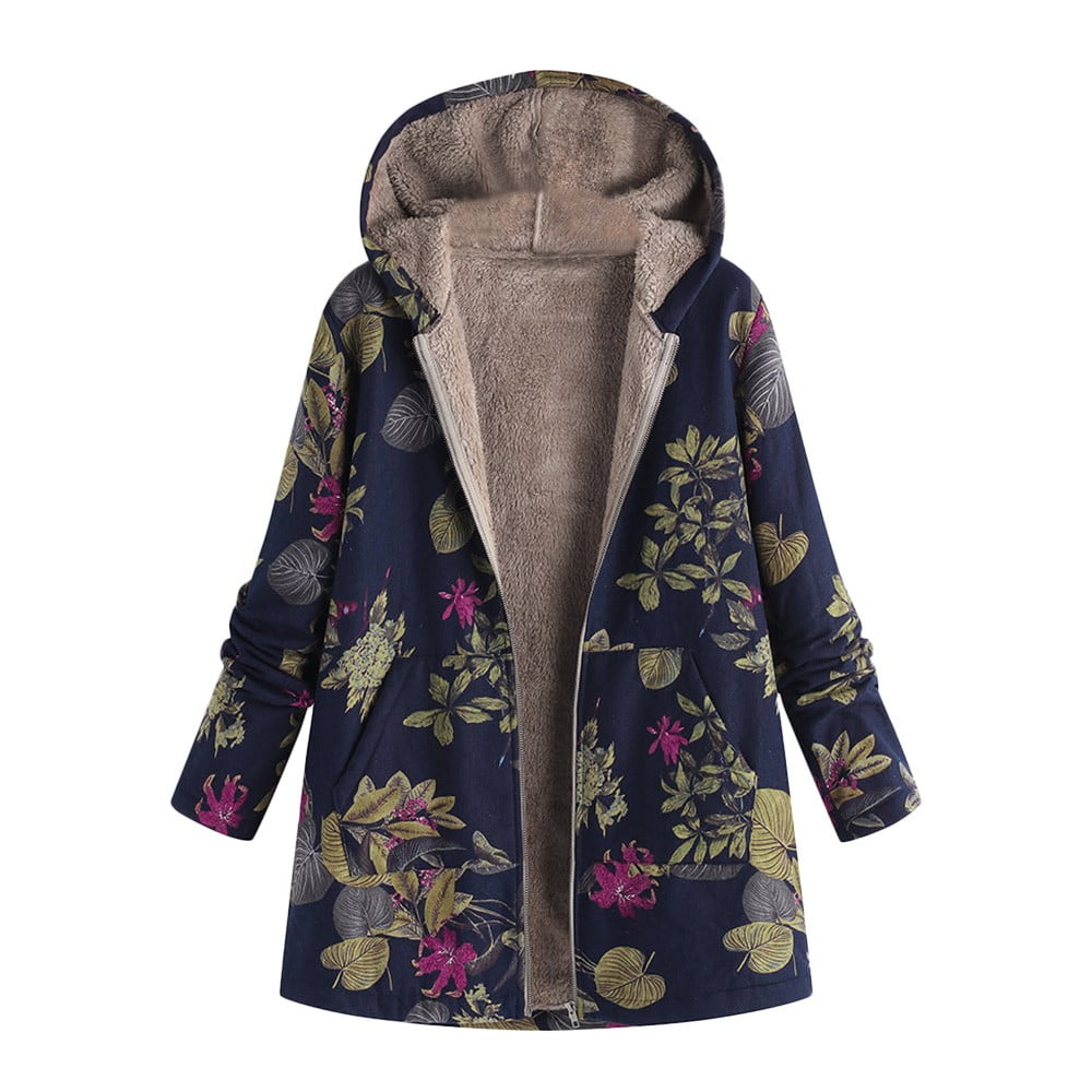 Matoen Baby Boy Girl Floral Print Winter Warm Jacket Zipper Hooded Windproof Coat
