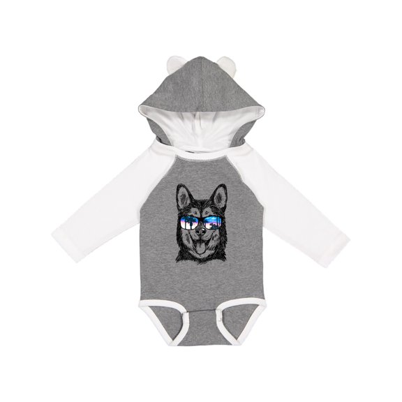 Inktastic Siberian Husky Sketch Portrait with Sunglasses Boys or Girls Long Sleeve Baby Bodysuit