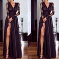 thumbnail image 3 of Hirigin Long Sleeve Sequin High Slit A Line Evening Gown Dress (Women's), 3 of 3