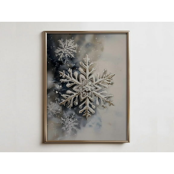 Snowflake Wall Art, Winter Wonderland Decor, Elegant Winter Print For Living Room, Nursery, Or ,Themed Spaces Home Decor #629, 8x12 UNFRAMED