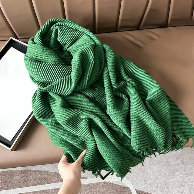 RXIRUCGD Women's Fashionable Solid Color Fold Soft Skin Friendly Scarf( Green )