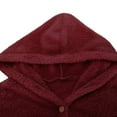 thumbnail image 5 of Women Plus Size Button Plush Tops Hooded Loose Cardigan Wool Coat Winter Jacket, 5 of 6