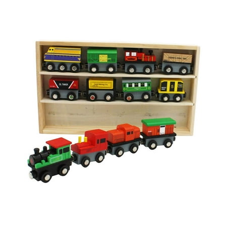 Wooden Train Set 12 PCS Train Toys Magnetic Set Toy Train Sets For Kids Toddler Boys And Girls Compatible With Thomas Train Set