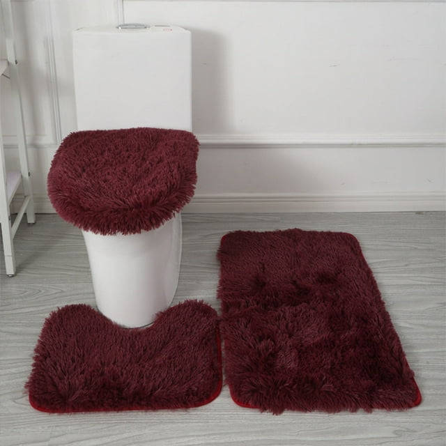 RBCKVXZ Juego de 3 alfombras de baño, alfombra de bañera súper suave y antideslizante, alfombra de baño absorbente, alfombra de baño de felpa, alfombra en forma de U y tapa de inodoro, accesorios de