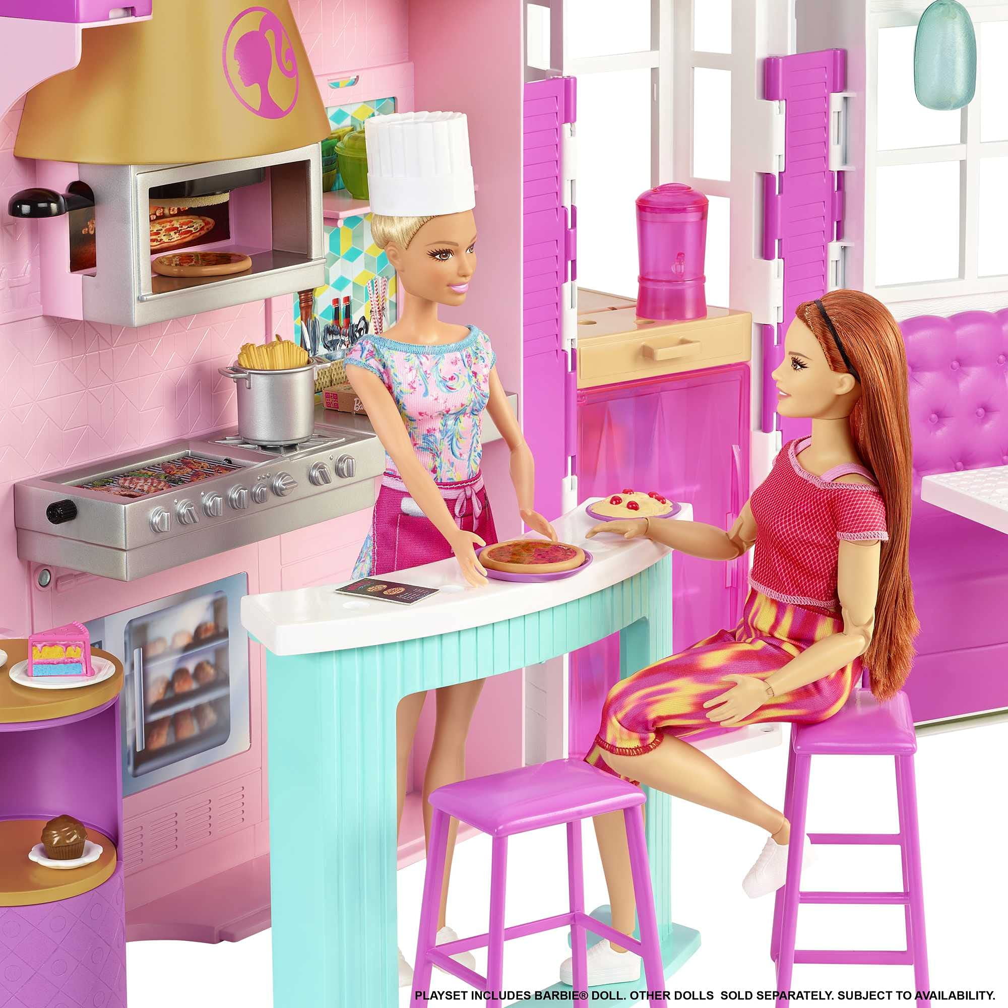 Barbie Pretend Play Food Kitchen Set Cook n Grill Restaurant Playset with Pizza 30 Pieces for 3 to 7 Year Olds Walmart