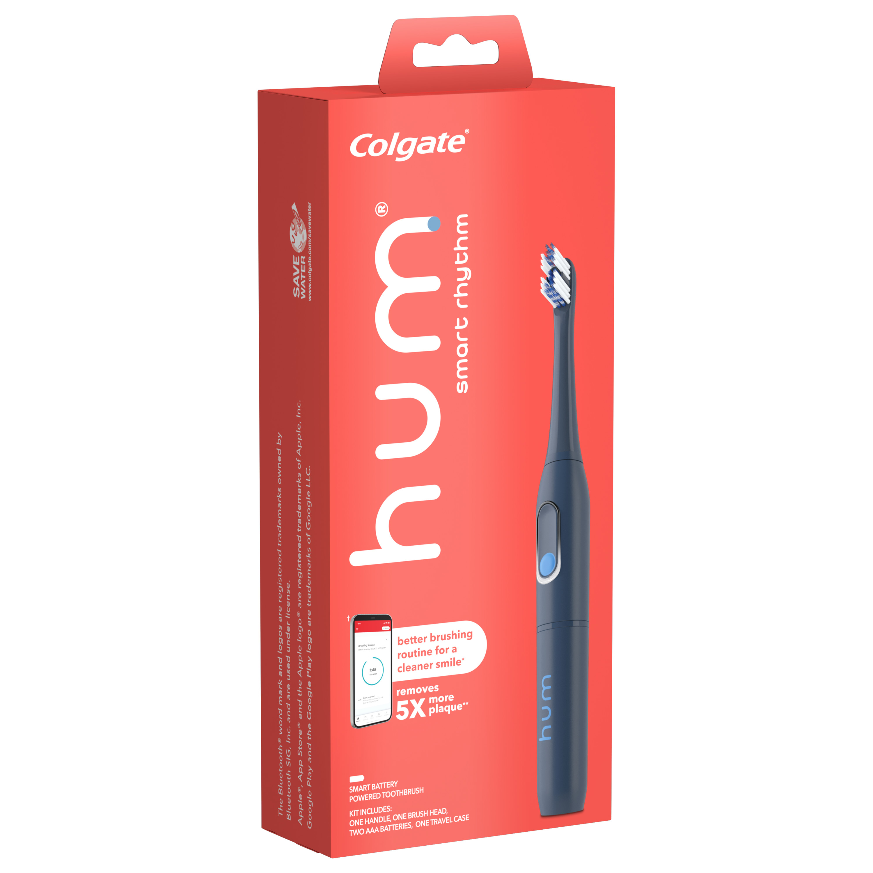 Hum by Colgate Smart Rhythm Sonic Adult Toothbrush Kit, Battery-Powered, Slate Grey - image 4 of 7