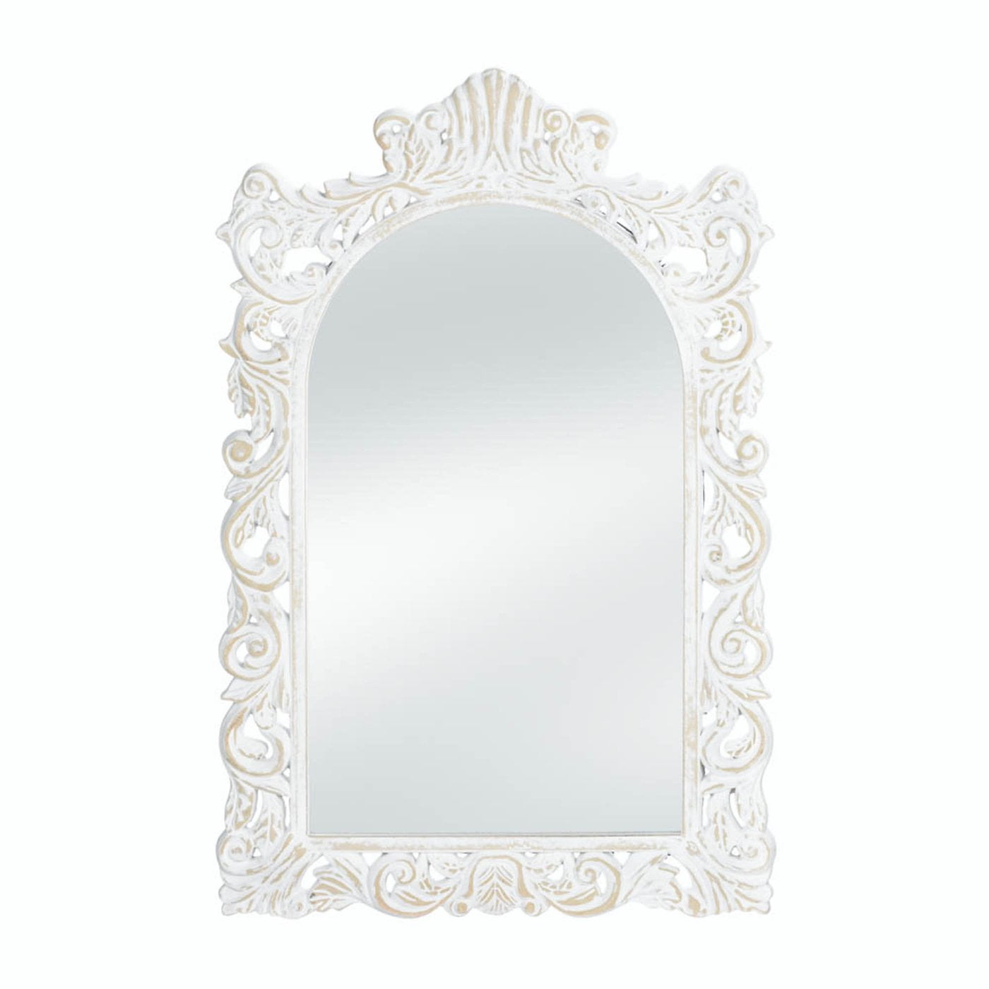 GRAND DISTRESSED WHITE WALL MIRROR