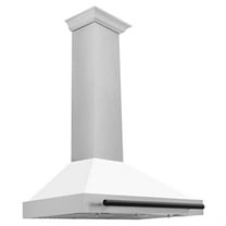 ZLINE 36 ZLINE Autograph Edition DuraSnow Stainless Steel Range Hood with White Matte Shell and Matte Black Handle (KB4SNZ-WM-3