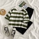 thumbnail image 2 of Fashionable simple single/suit summer new fashion wide-leg pants two-piece female student Korean loose loose short-sleeved striped T-shirtpangjing, 2 of 4
