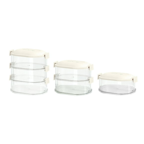 Layered Transparent Seasoning Storage for Fruits and Vegetables – Practical Kitchen Organizer for Fresh Produce and Clear Stackable Storage Container with Lid Kitchen Storage Solution