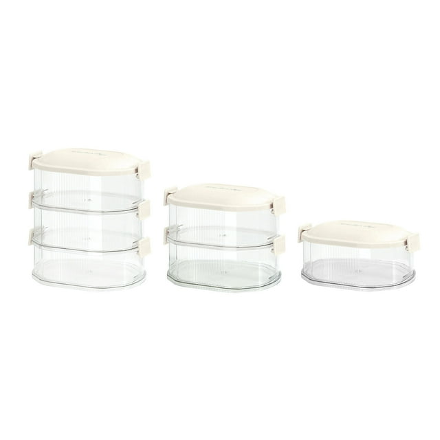 Organisateur de Rangement Transparent Superposé pour Assaisonnements Fruits et Légumes Étagère Durable avec Compartiments Transparents pour Condiments