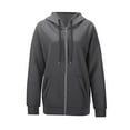 thumbnail image 3 of WTOBBY Women's Sports Hoodie Jacket Long Sleeve Zip Up Fleece Pullover Casual Athletic Outerwear with Front Pockets Performance Fabric Lightweight for Gym Running,Dark Gray 3XL, 3 of 4