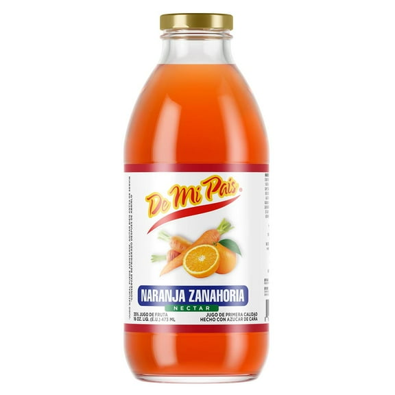 De Mi Pais Jugo de Nectar Sabor a Naranja Zanahoria 16oz / Orange Carrot Nectar Fruit Juice 16oz 12-Pack