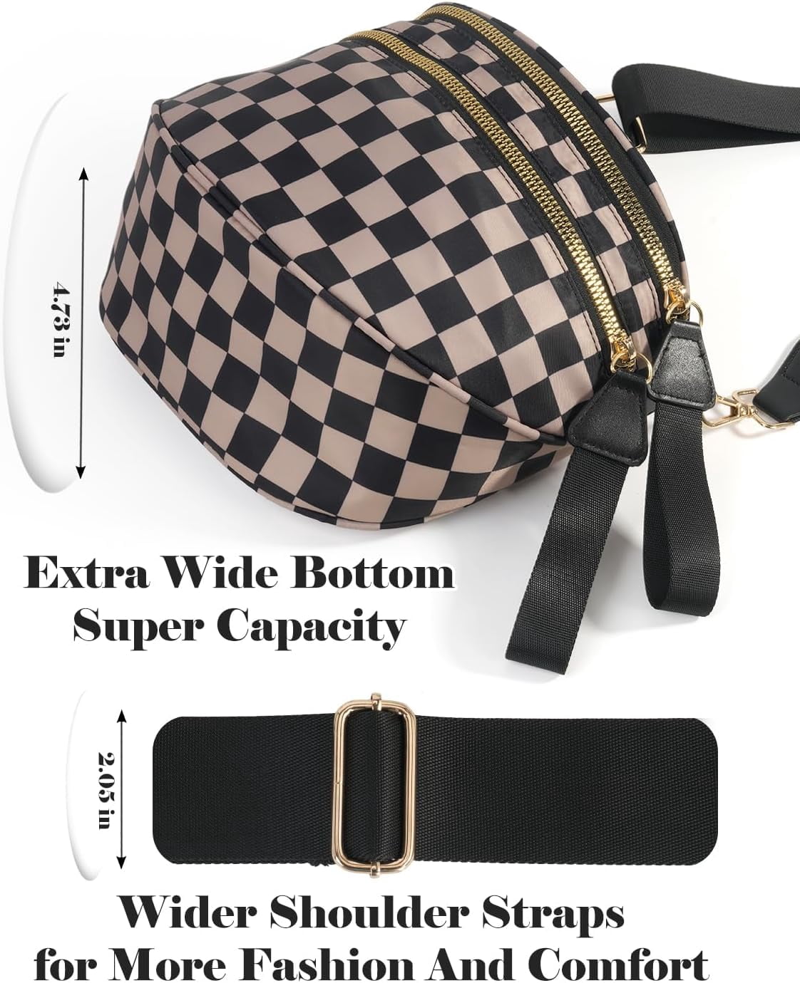 Checkered Crossbody Bag Bum Bag for Women Spacious Fanny Packs Belt Bag