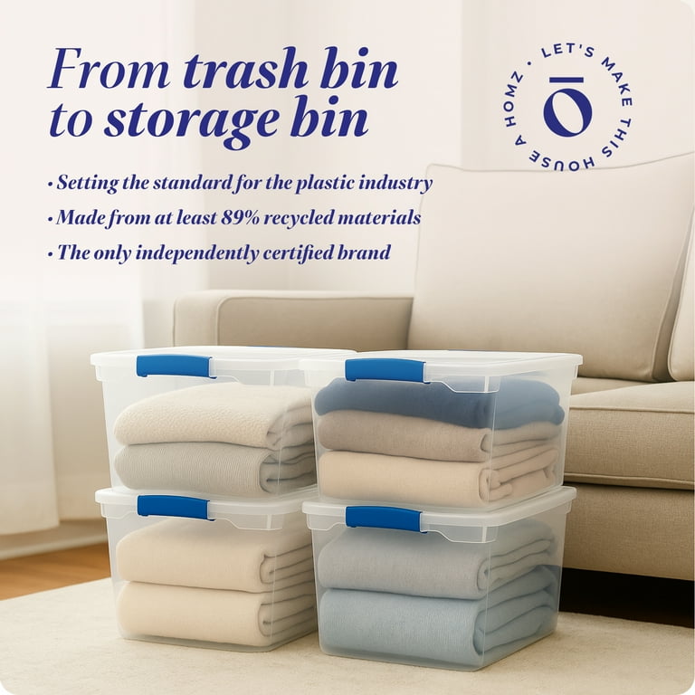 Homz 66 Quart Strong Modular Stackable Storage Containers, Clear