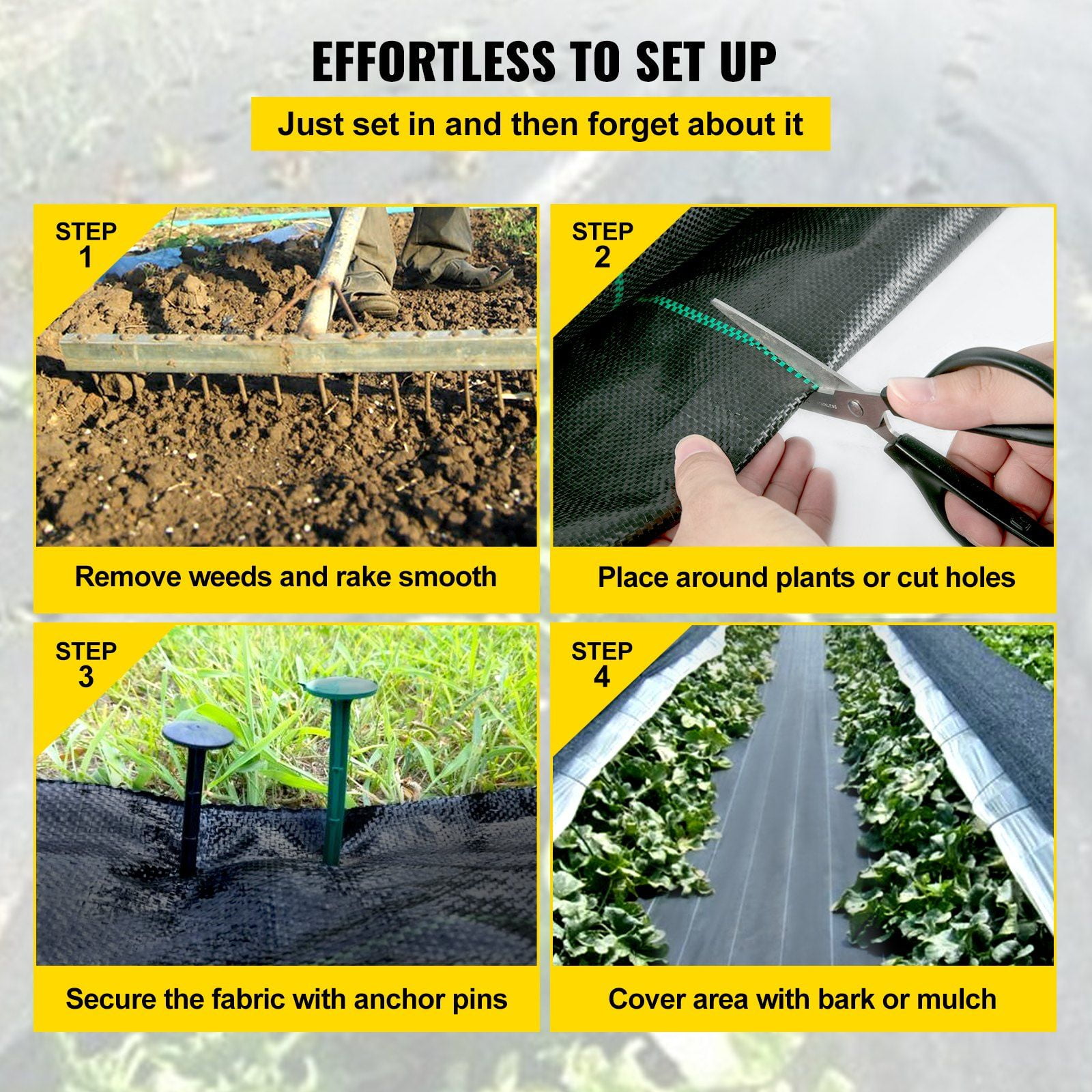 5OZ Heavy Duty Woven Weed Barrier Fabric, 3FTx50FT Premium Landscape Fabric, High Permeability Ground Cover for Flower Beds & Underlayment