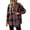 Blue, variant on Women's Cotton Cardigan Jackets Fashionable Casual Plaid Printed Button Down Lapel Shirt Outerwear Fall Loose Comfy Long Sleeve Coat with Pocket