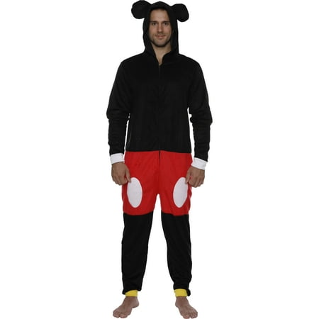 Disney Men's Goofy Mickey Union Suit Pajama Onesie with Hood, Mickey, Size:
