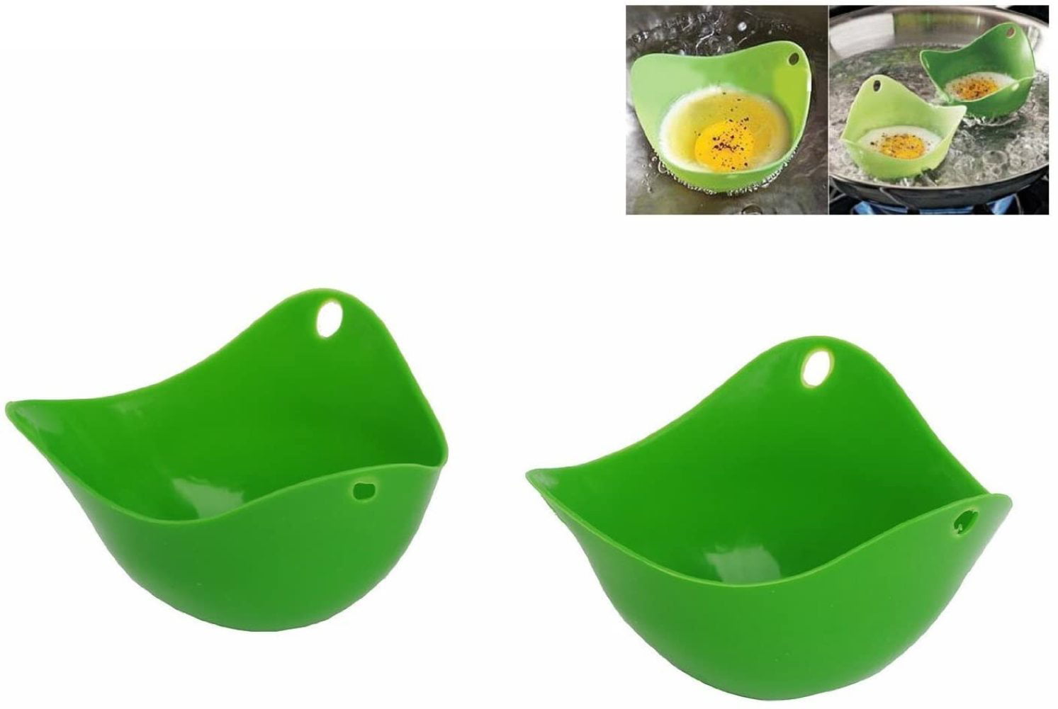 2PCS Silicone Egg Poacher Cups with Ring Stand Egg Cooking Tools Random Color 