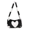 thumbnail image 2 of Bolsa Bolsos de mano de corazón de felpa suave y cálido para mujer, minibolso para axila de una sola correa (negro) JShteea Para Estrenar, 2 of 8
