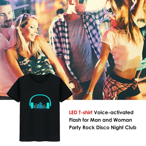 LED T shirt Voice activated Flash for Man and Woman Party Rock