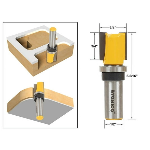 Yonico Pattern Template Trim Router Bit - 3/4" X 3/4" - 1/2" Shank - 14131