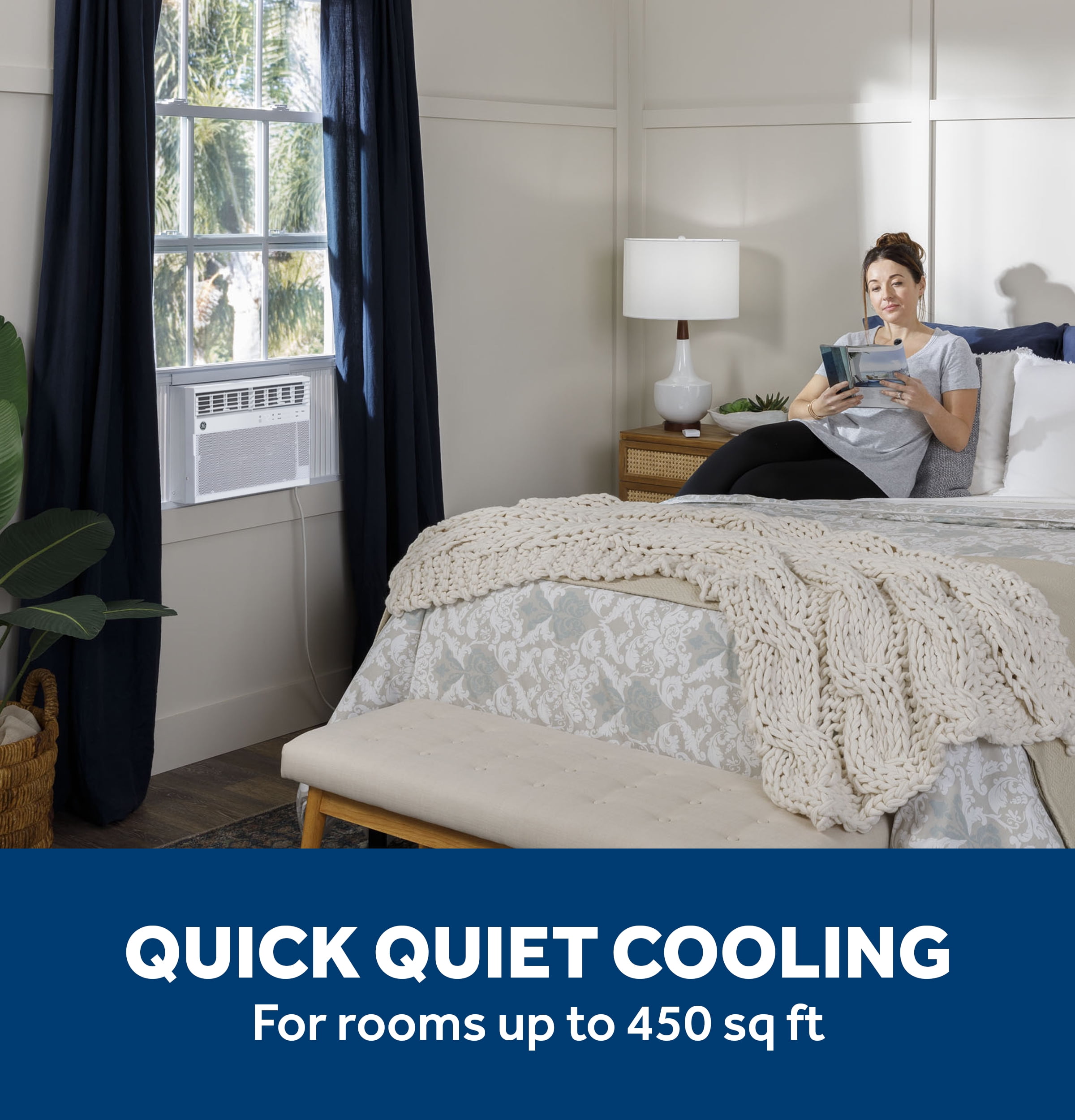GE 10,000 BTU, 115V Smart Electronic Window Air Conditioner with remote, Covers up to 450 Sq. Ft., Wifi and Eco Mode