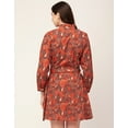 thumbnail image 2 of Moomaya Women Printed Cotton Dress Ruffled Collar Cuffed Sleeves Belted Mini Dress, 2 of 8