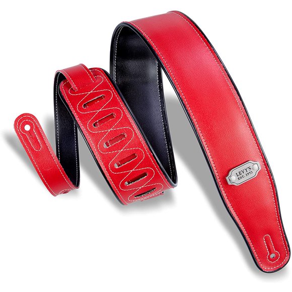 Levy's Leathers 2.75" Vinyl Guitar Strap Reversible Vinyl Design; Black, Red, and Black (M26VP-RED_BLK)