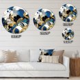 thumbnail image 4 of Designart "Abstract Pattern with Blue and Golden Textures XII" Minimalism Oversized Wall Clock, 4 of 5